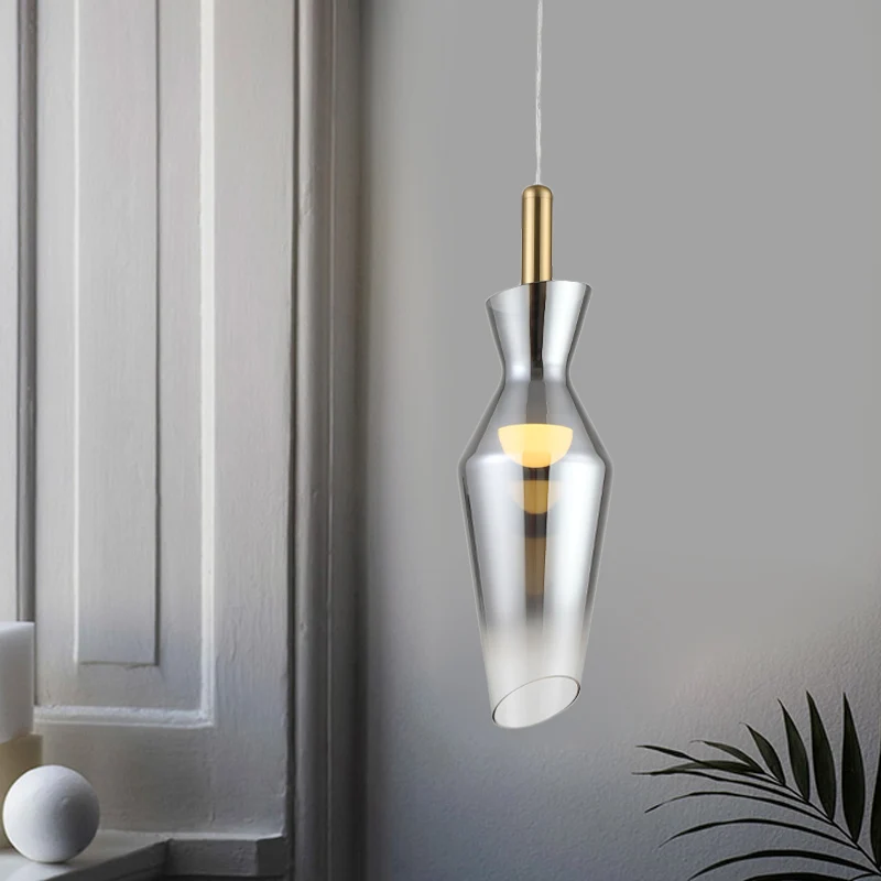 Modernistische hanglamp de vorm van een urn, rookgrijs glas, eetkamer LED-hanglamparmatuur Clearhalo