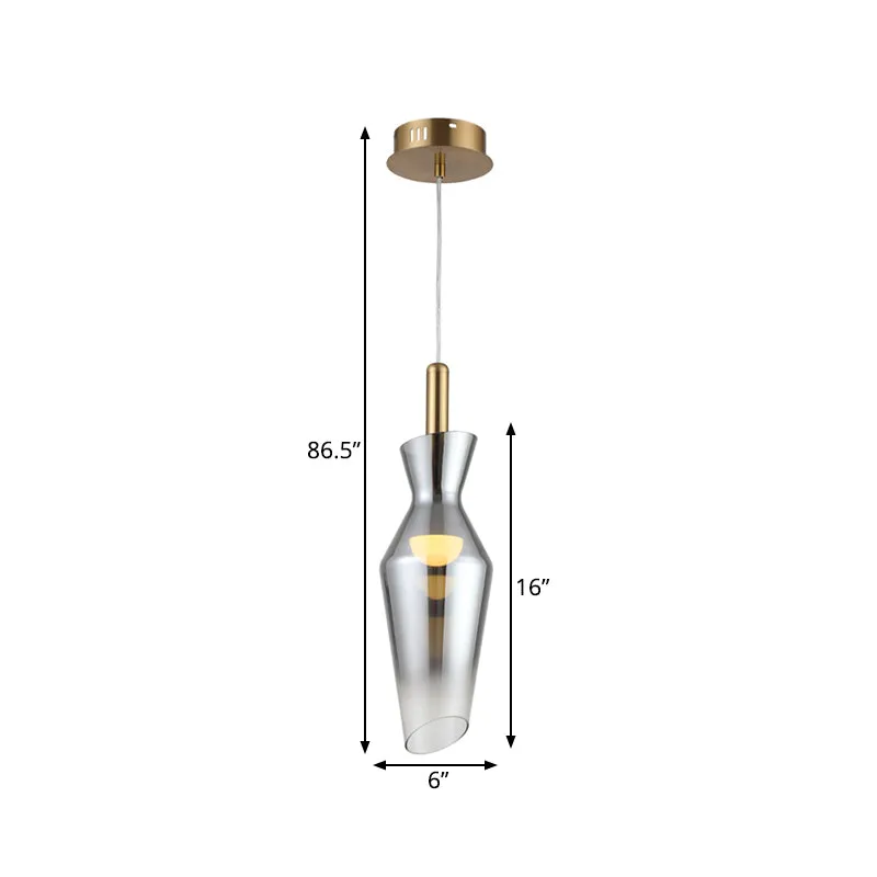 Modernistische hanglamp de vorm van een urn, rookgrijs glas, eetkamer LED-hanglamparmatuur Clearhalo