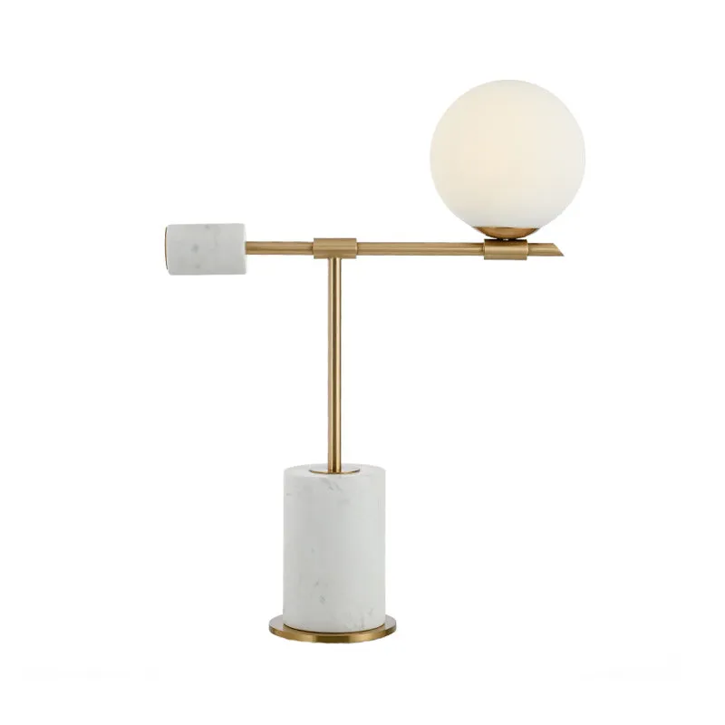 Modernistische 1 Head Task Lighting gouden bolvormige nachttafellamp met witte glazen kap Clearhalo