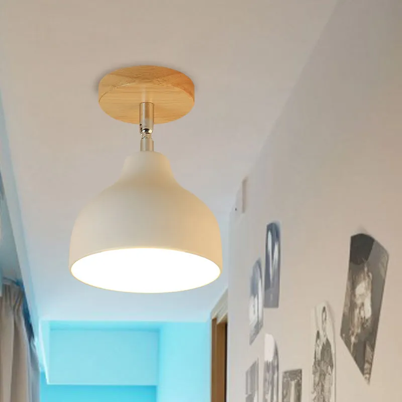 Modernistische koepelvormige plafondlamp, 1 lamp, metalen hoekverstelbare, halfverzonken plafondlamp wit/roze Clearhalo