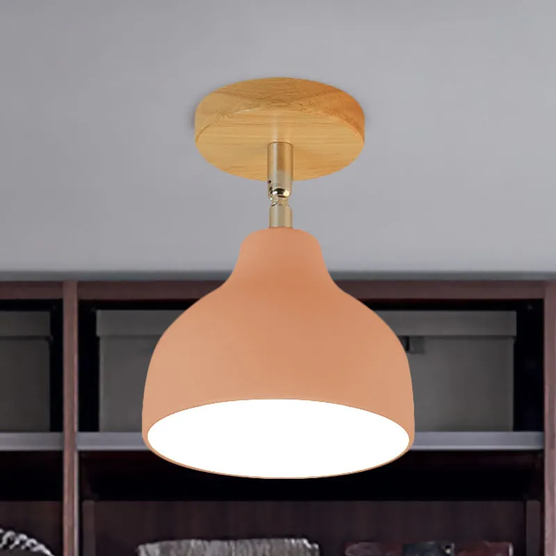 Modernistische koepelvormige plafondlamp, 1 lamp, metalen hoekverstelbare, halfverzonken plafondlamp wit/roze Clearhalo