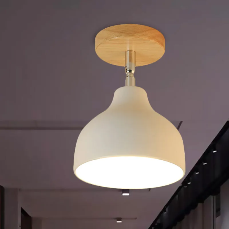 Modernistische koepelvormige plafondlamp, 1 lamp, metalen hoekverstelbare, halfverzonken plafondlamp wit/roze Clearhalo