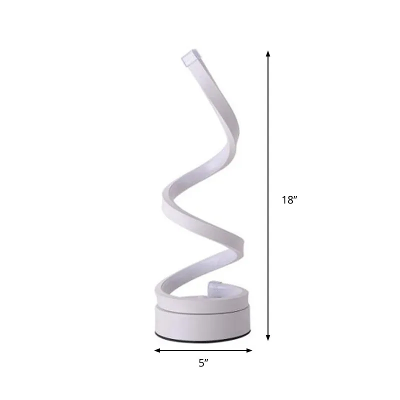 Modernistische LED-bureaulamp, witte spiraalvormige taakverlichting met acrylkap wit/warm licht Clearhalo