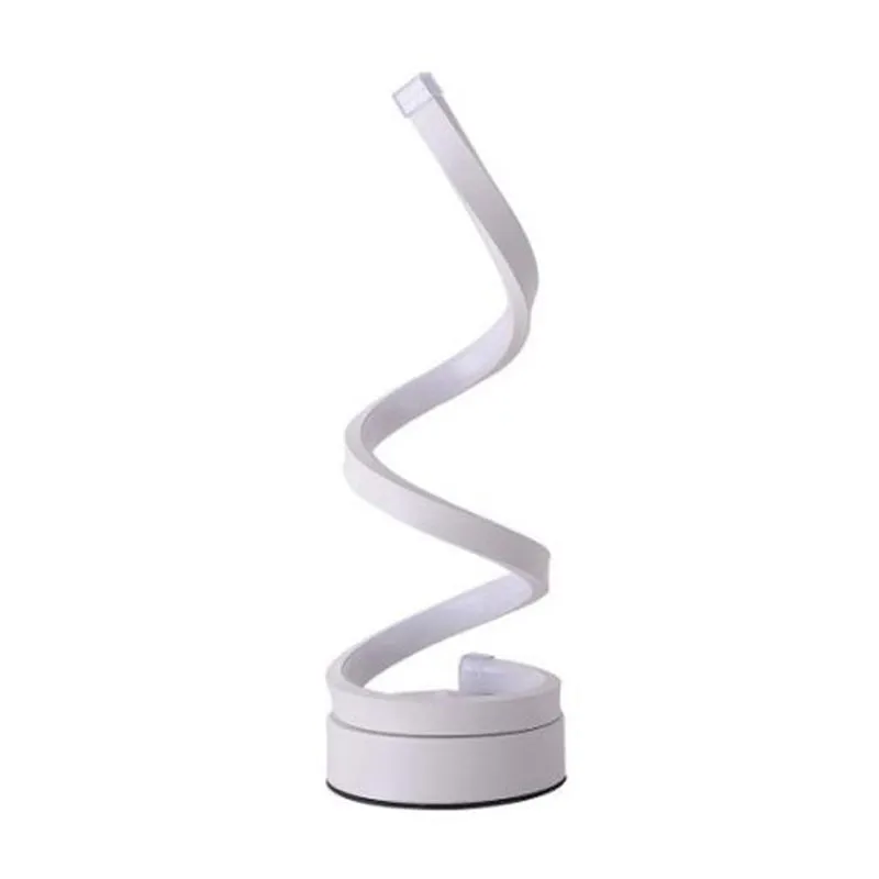Modernistische LED-bureaulamp, witte spiraalvormige taakverlichting met acrylkap wit/warm licht Clearhalo