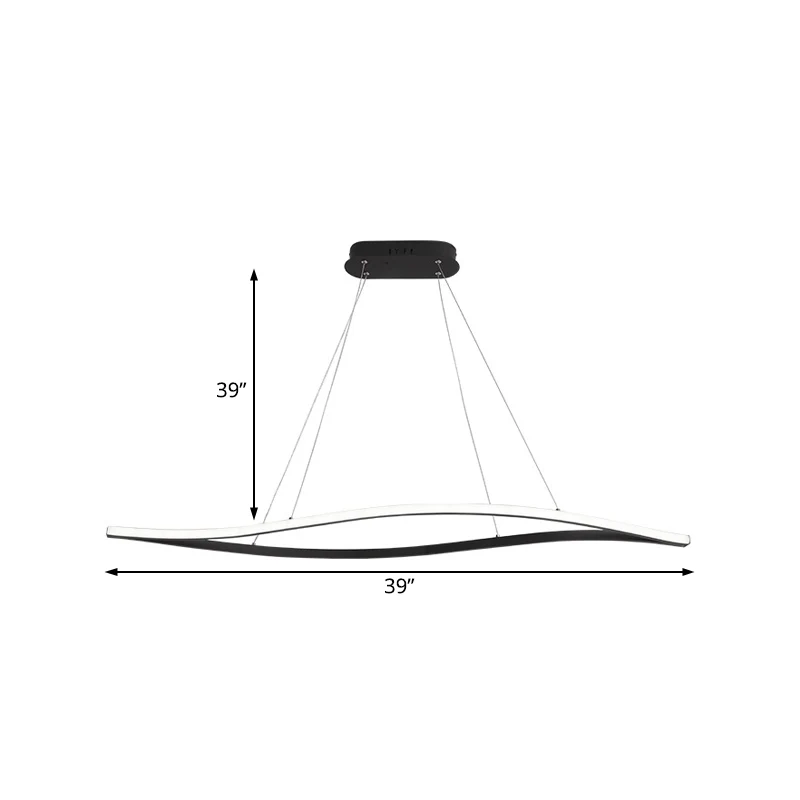 Modernistische led-kroonluchterlamp met acrylkap Wit/zwart golvende lineaire hanglampset wit/warm/natuurlijk licht, 31,5"/...