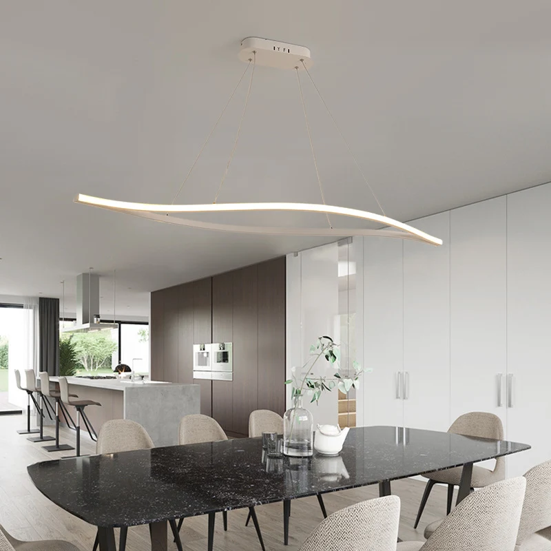 Modernistische led-kroonluchterlamp met acrylkap Wit/zwart golvende lineaire hanglampset wit/warm/natuurlijk licht, 31,5"/...