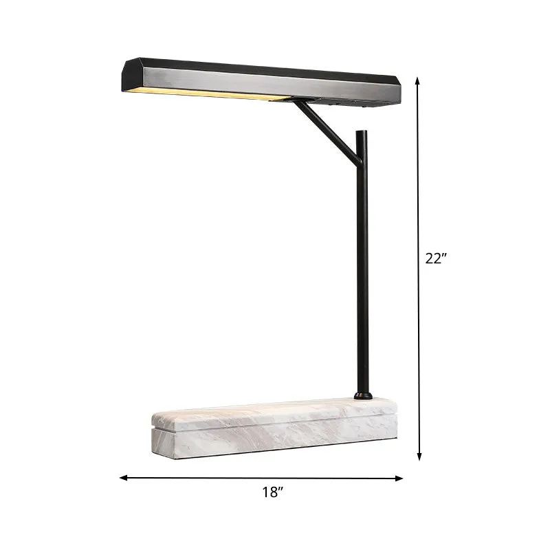 Modernistische LED-nachttafellamp met metalen schaduw zwart met marmeren voet Clearhalo