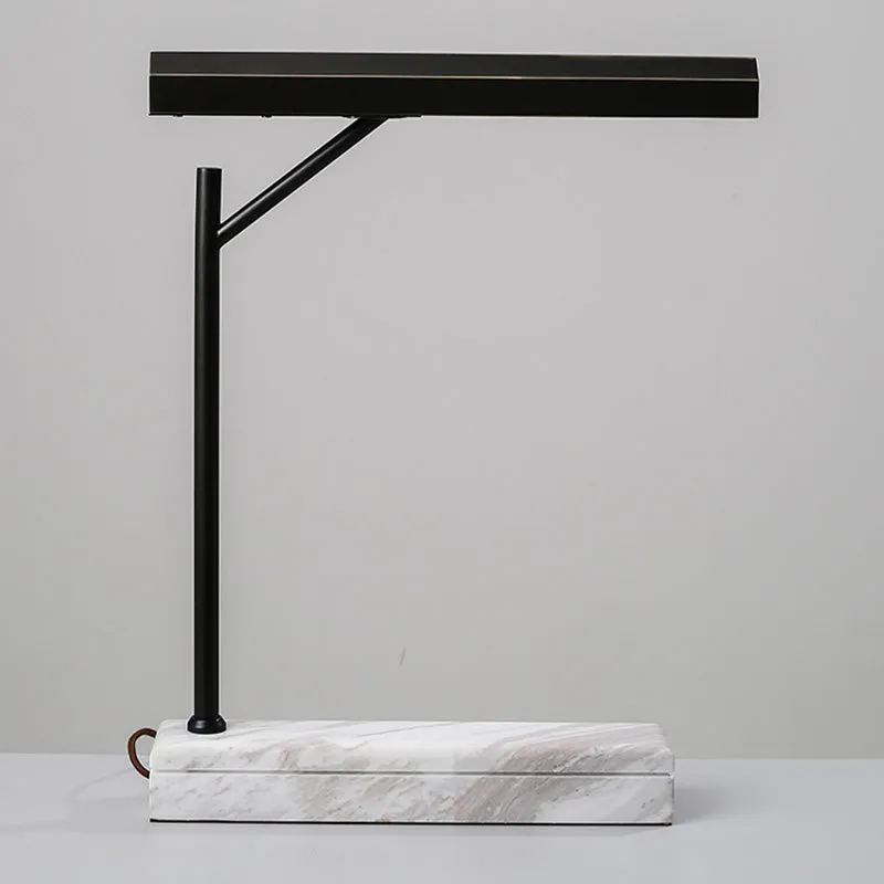 Modernistische LED-nachttafellamp met metalen schaduw zwart met marmeren voet Clearhalo
