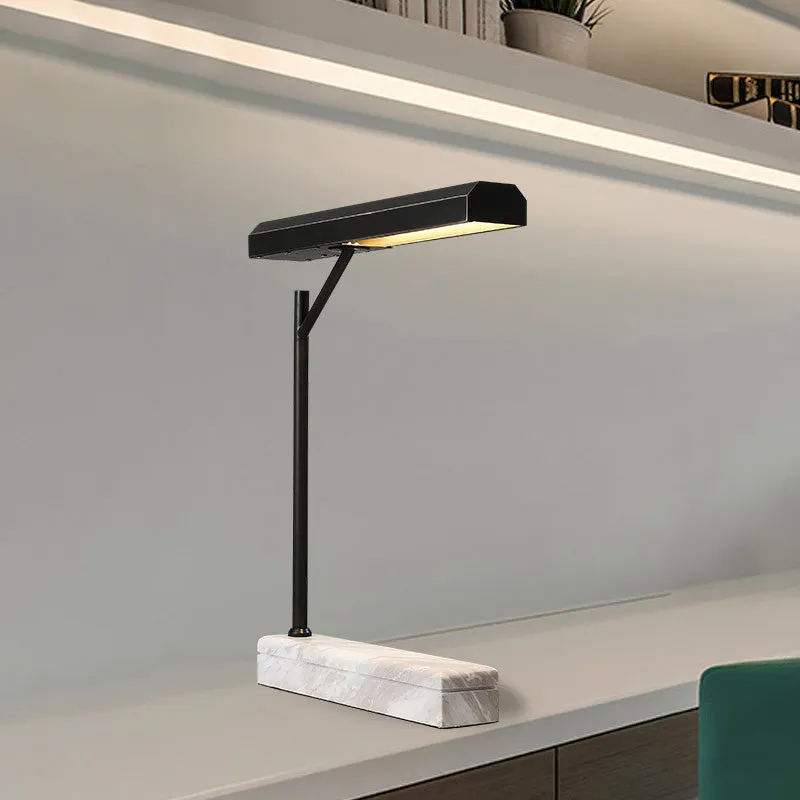 Modernistische LED-nachttafellamp met metalen schaduw zwart met marmeren voet Clearhalo