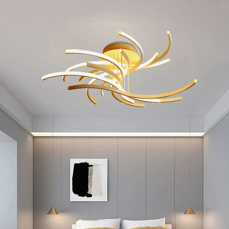 Modernistische meerlaagse gebogen halfverzonken acryl woonkamer LED-inbouwverlichting wit Clearhalo