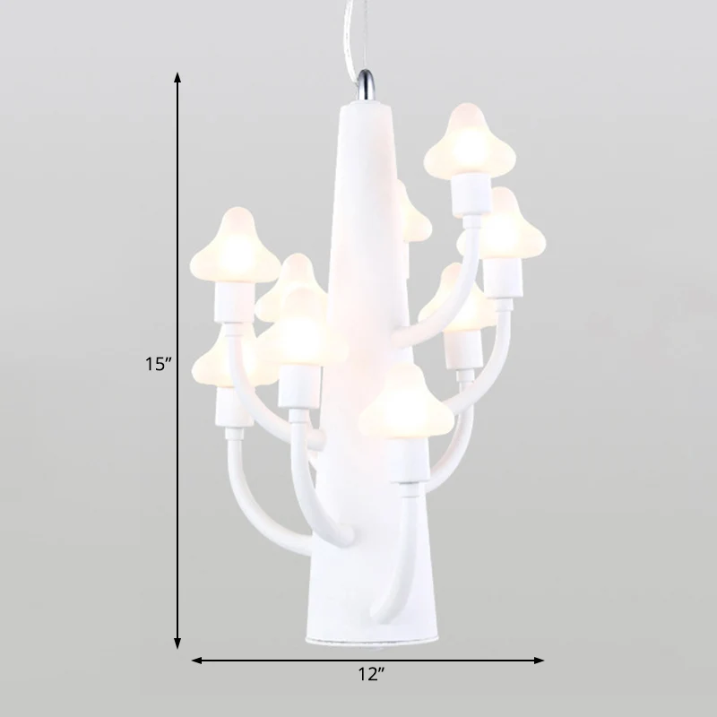 Modernistische Multi Lights-kroonluchter met witte glazen kap Paddestoel Led-hangende hanglamp Clearhalo