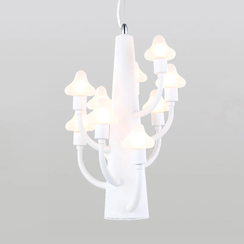 Modernistische Multi Lights-kroonluchter met witte glazen kap Paddestoel Led-hangende hanglamp Clearhalo