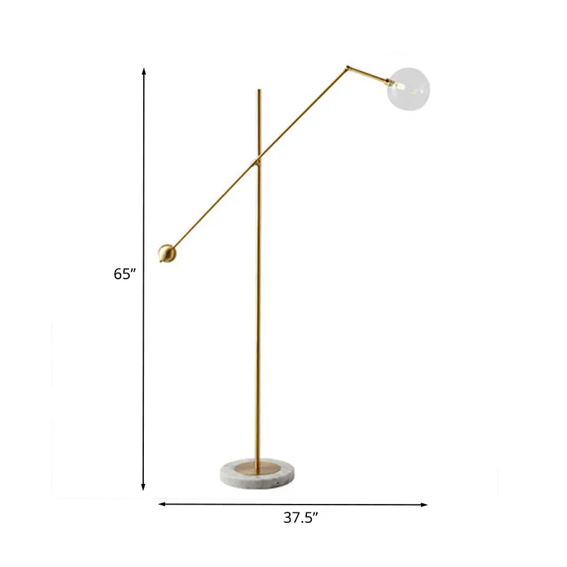 Modernistische Orb-achtige taakvloerlamp Metaal Enkele lamp Staande kantoorlamp met balansarm goud Clearhalo