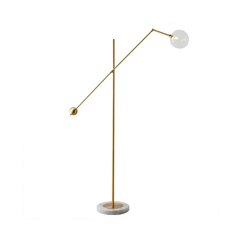 Modernistische Orb-achtige taakvloerlamp Metaal Enkele lamp Staande kantoorlamp met balansarm goud Clearhalo