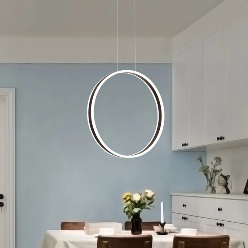 Modernistische Ring Hanglamp Kit Acryl Eetkamer LED Plafond Hanglamp Koffie, 16"/23.5" Dia Clearhalo