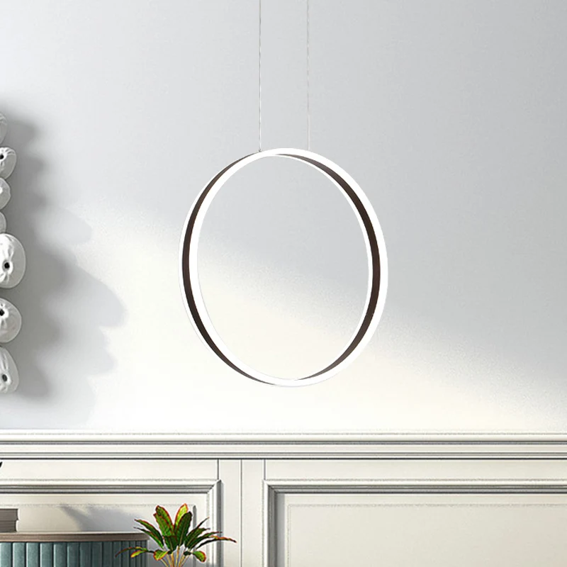 Modernistische Ring Hanglamp Kit Acryl Eetkamer LED Plafond Hanglamp Koffie, 16"/23.5" Dia Clearhalo