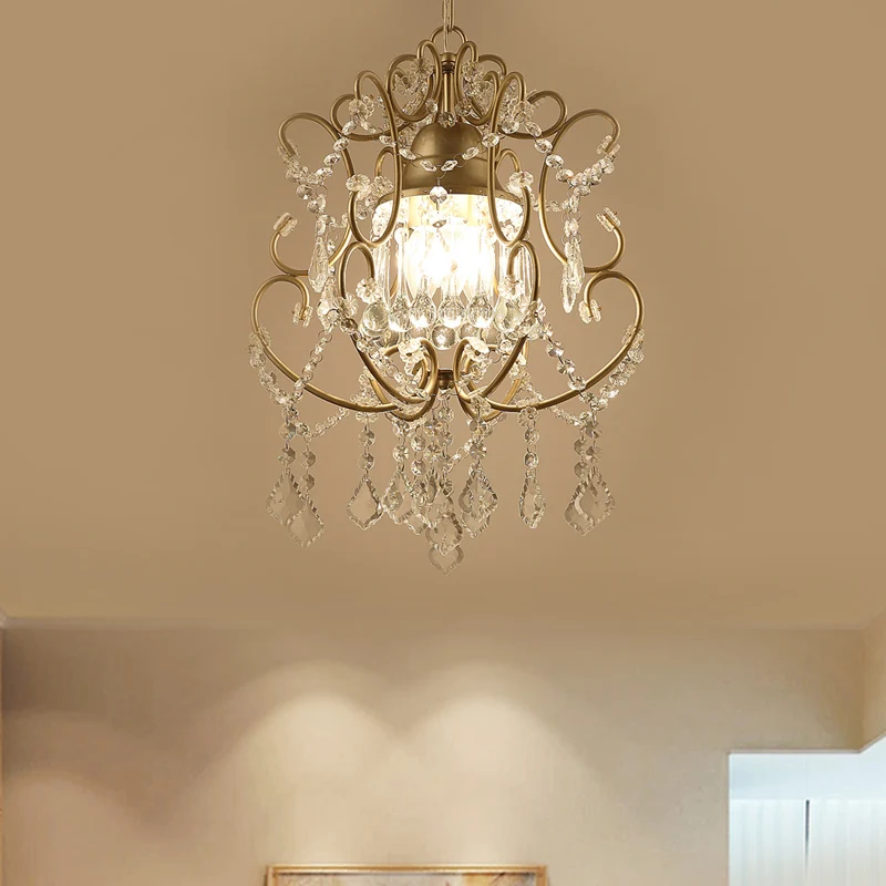 Modernistische scroll-hangende kroonluchter 3-kops kristallen swag hangende plafondlamp goud Clearhalo