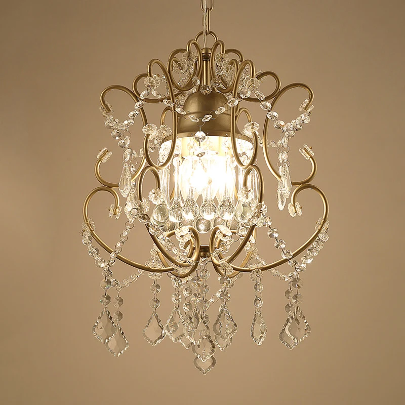 Modernistische scroll-hangende kroonluchter 3-kops kristallen swag hangende plafondlamp goud Clearhalo