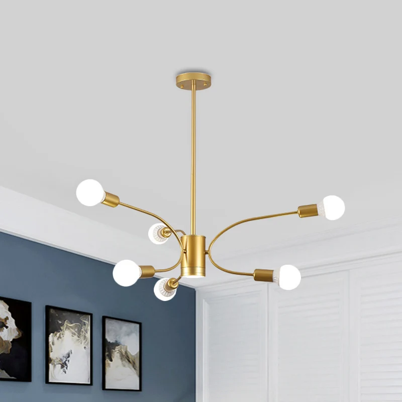 Modernistische Sputnik kroonluchterlamp metallic 6/8/12 lampen woonkamer plafond hanglamp goud Clearhalo