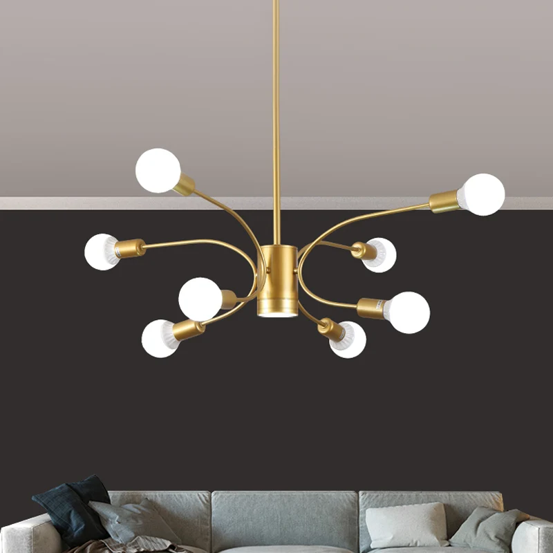 Modernistische Sputnik kroonluchterlamp metallic 6/8/12 lampen woonkamer plafond hanglamp goud Clearhalo