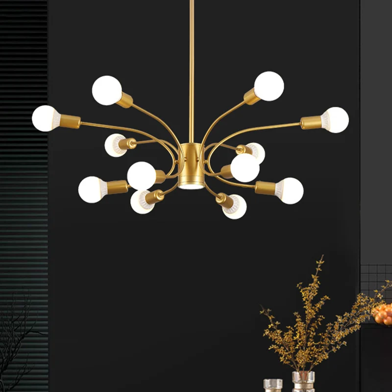 Modernistische Sputnik kroonluchterlamp metallic 6/8/12 lampen woonkamer plafond hanglamp goud Clearhalo