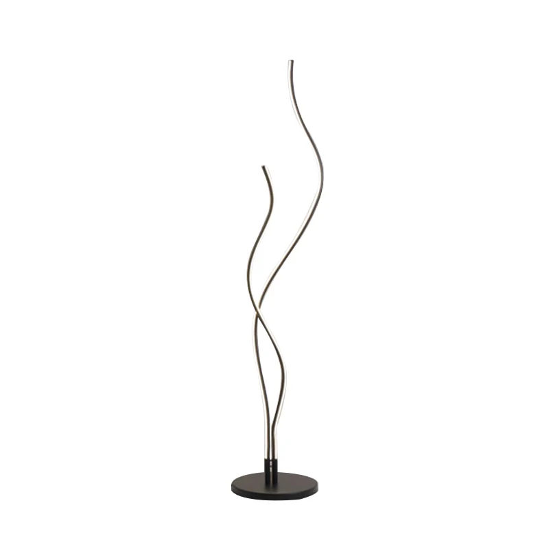 Modernistische staande lamp met golvende lijn, acryl LED-leesvloerlamp zwart/wit Clearhalo