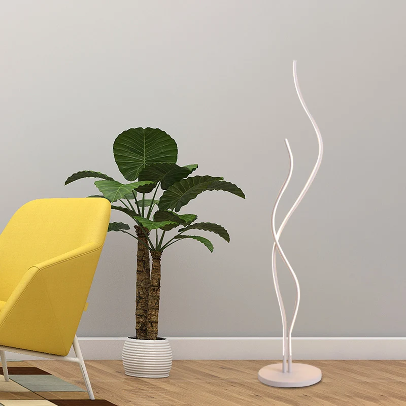 Modernistische staande lamp met golvende lijn, acryl LED-leesvloerlamp zwart/wit Clearhalo