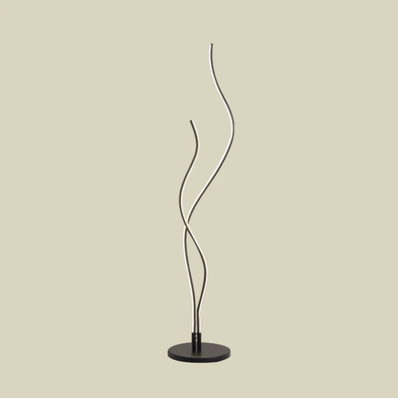 Modernistische staande lamp met golvende lijn, acryl LED-leesvloerlamp zwart/wit Clearhalo