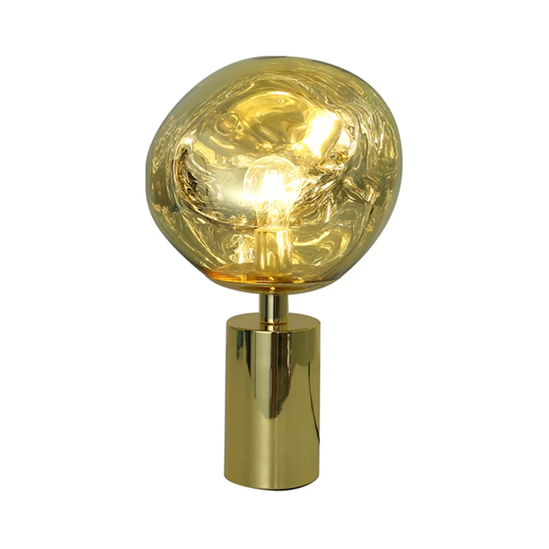Modernistische stijl gesmolten tafelverlichting zilver/goud handgeblazen glas 1 kop woonkamer tafellamp Clearhalo