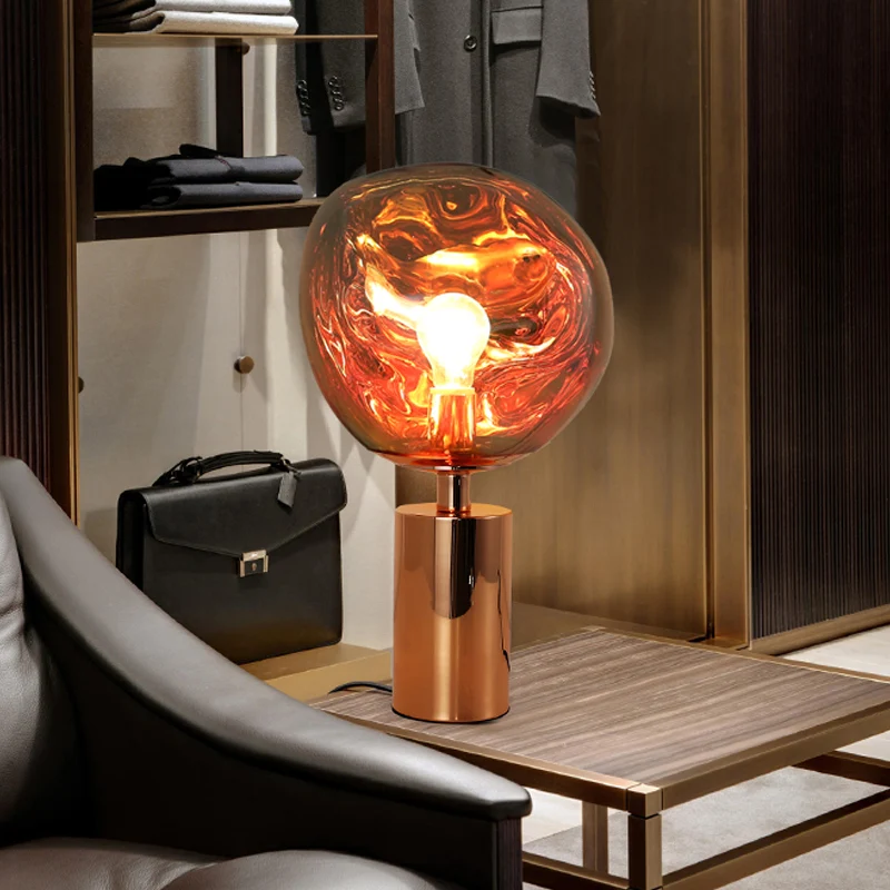 Modernistische stijl gesmolten tafelverlichting zilver/goud handgeblazen glas 1 kop woonkamer tafellamp Clearhalo