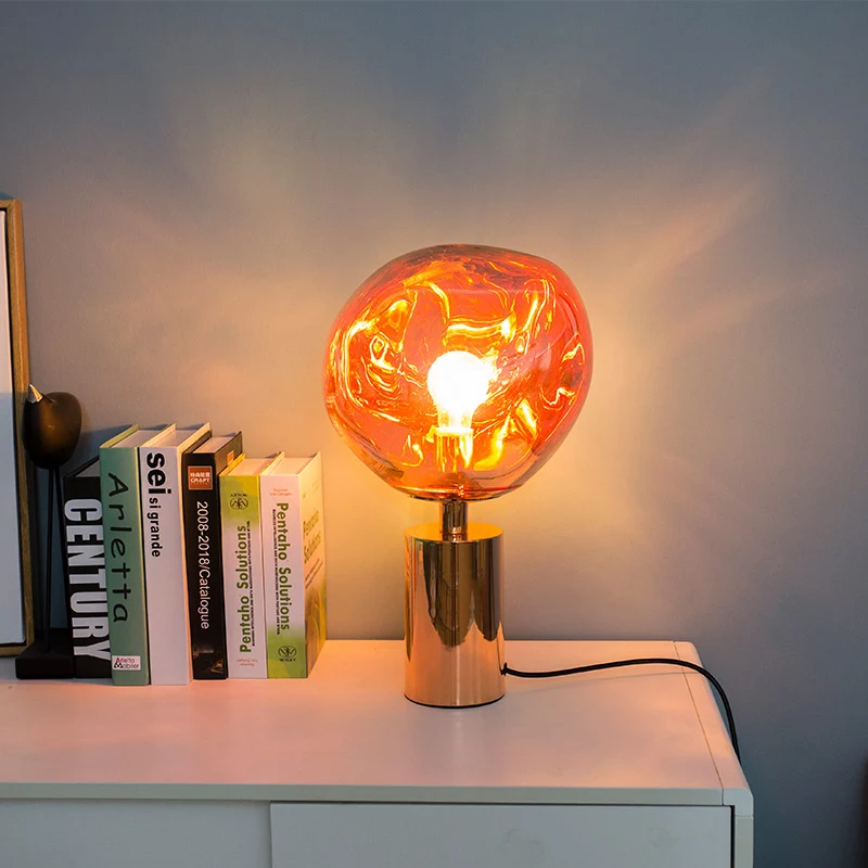Modernistische stijl gesmolten tafelverlichting zilver/goud handgeblazen glas 1 kop woonkamer tafellamp Clearhalo