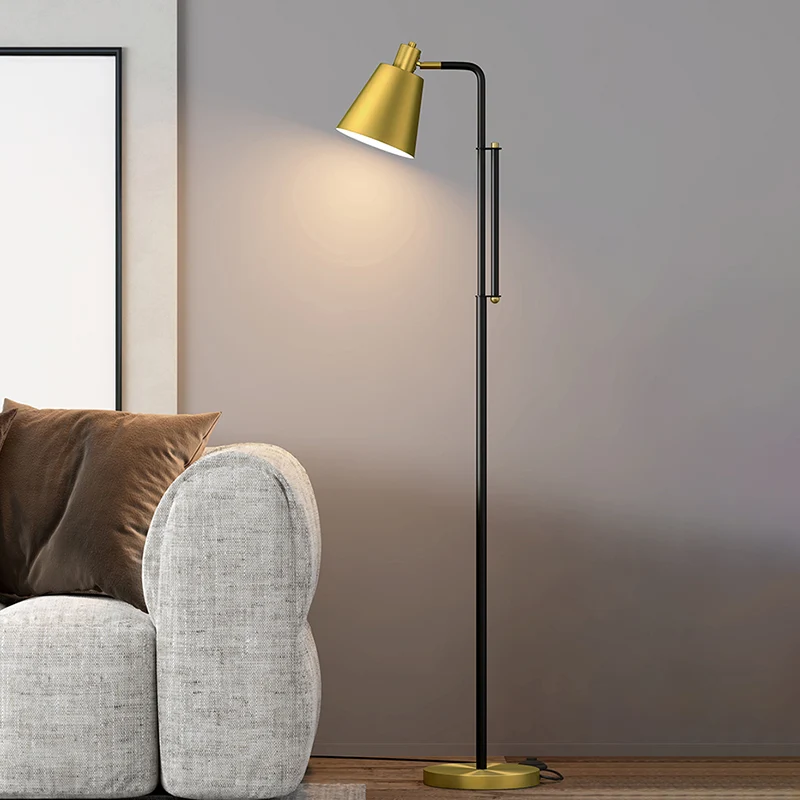 Modernistische taps toelopende staande lamp metalen 1-lichts woonkamer leeslamp messing Clearhalo