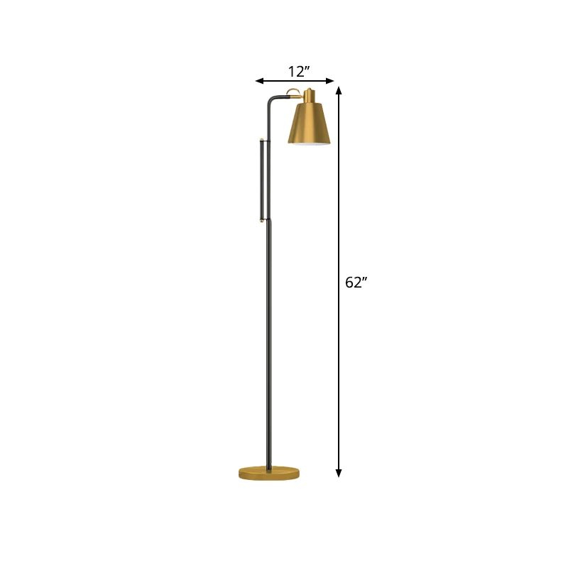 Modernistische taps toelopende staande lamp metalen 1-lichts woonkamer leeslamp messing Clearhalo