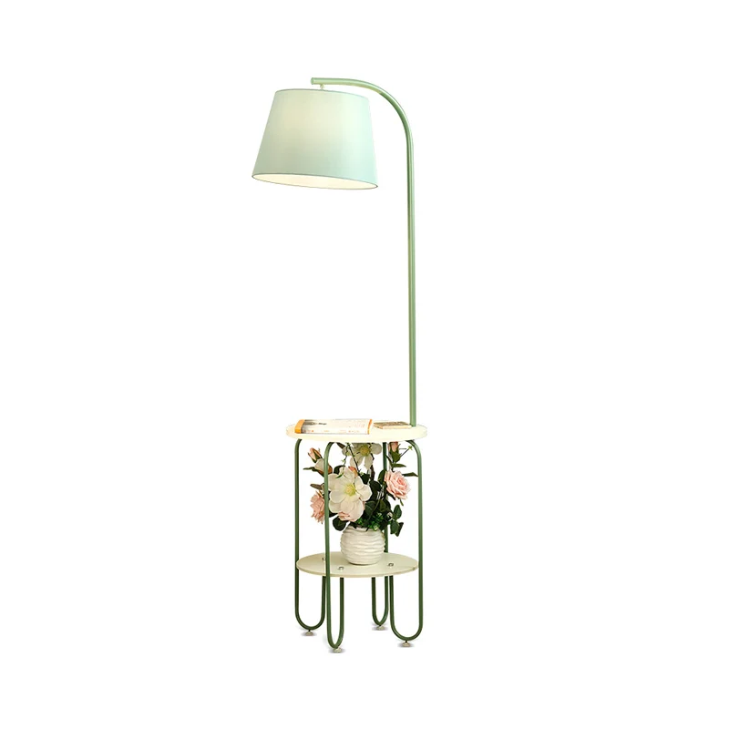 Modernistische trommel staande verlichting stof 1 licht woonkamer vloerlamp met 2-laags lade Clearhalo