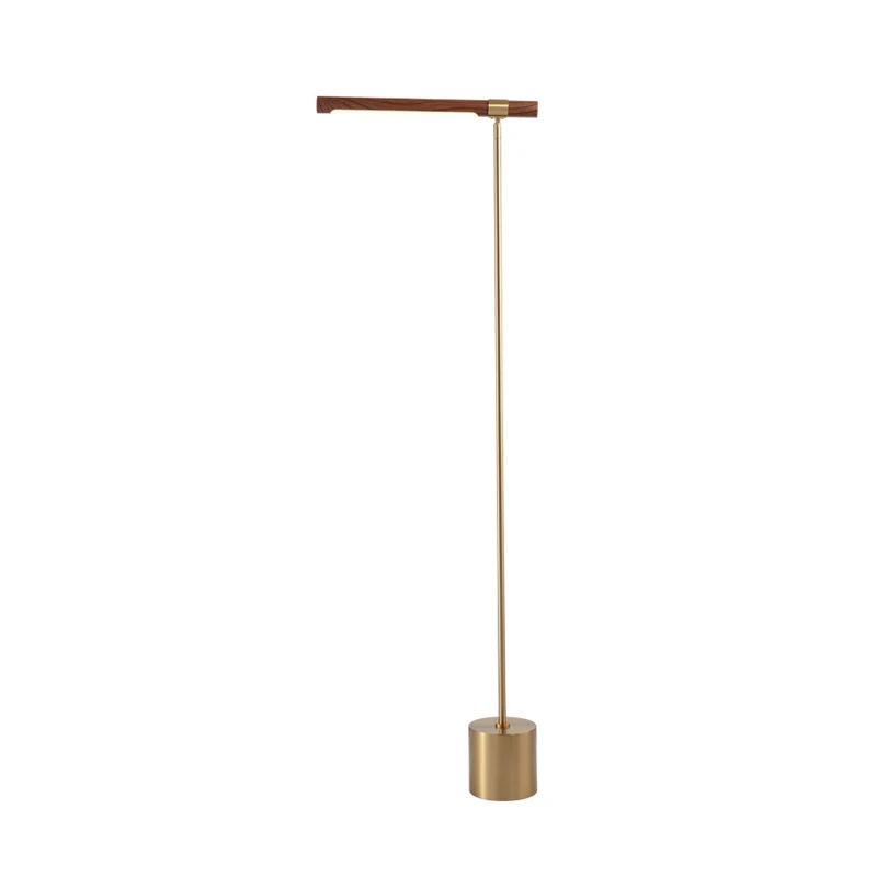 Modernistische verstelbare buisvormige vloerlamp metalen LED-slaapkamer staande verlichting met houtontwerp goud, warm/wit...