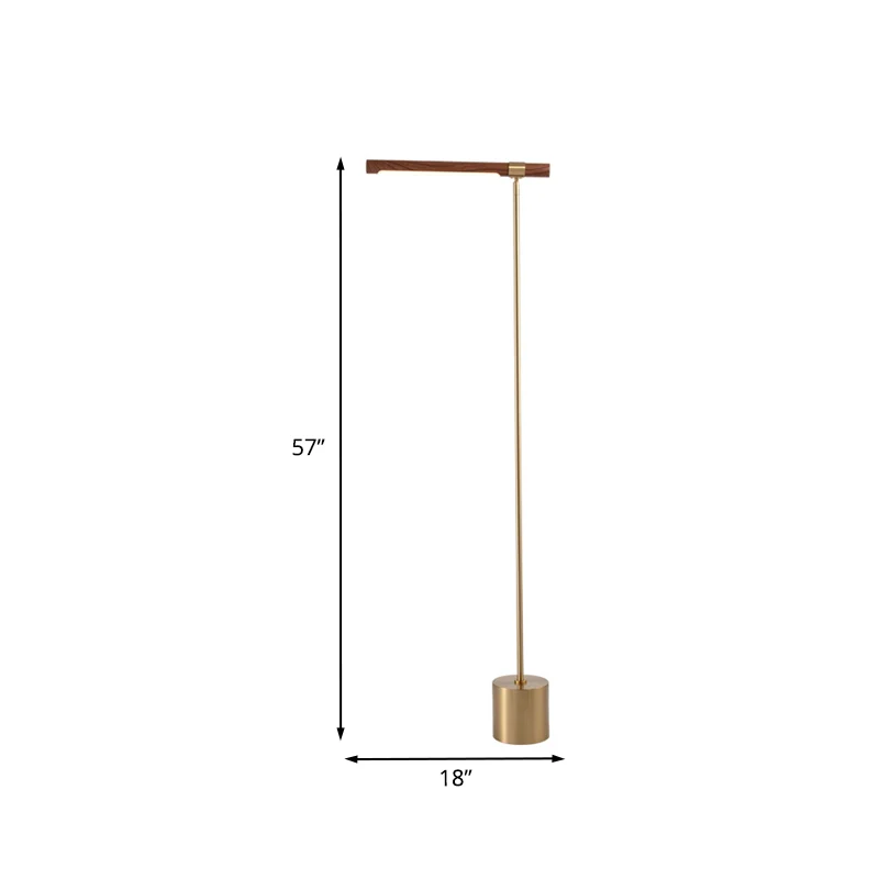 Modernistische verstelbare buisvormige vloerlamp metalen LED-slaapkamer staande verlichting met houtontwerp goud, warm/wit...