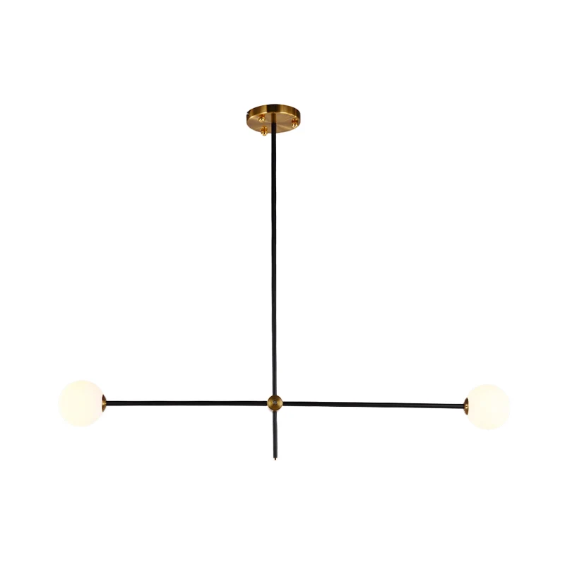 Modernistische zichtbare plafondlamp metallic 2/3 lichts woonkamer zwarte hanglamp met opaal glazen bolkap Clearhalo