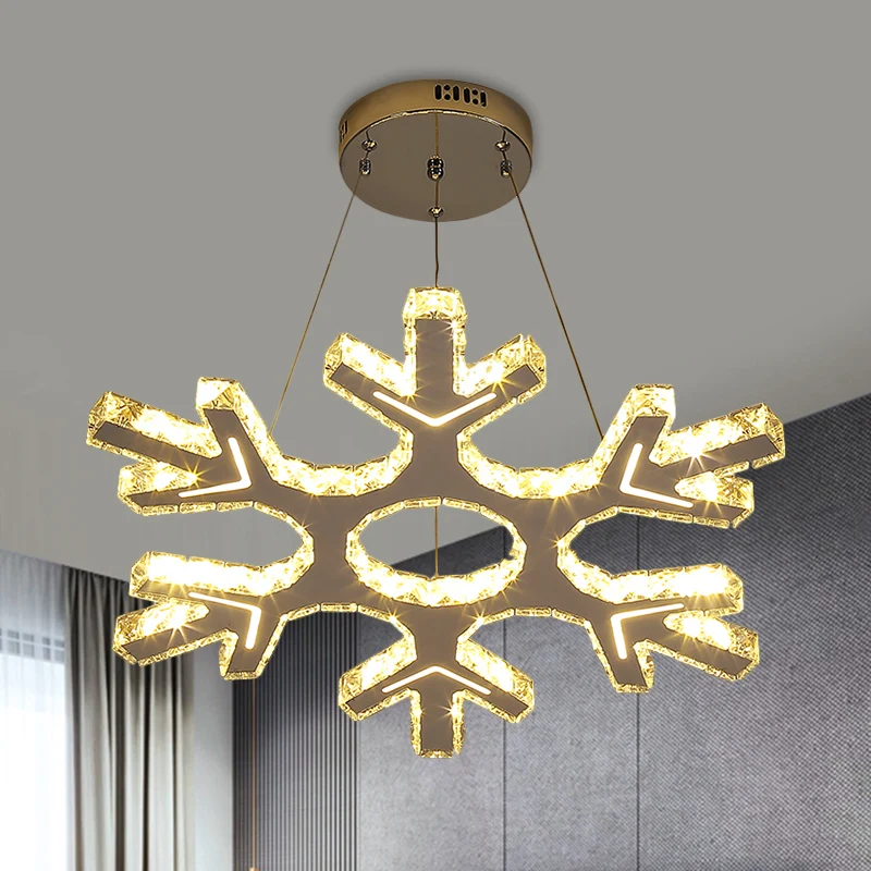 Moderniteit Sneeuwvlok Kroonluchter Licht Afgeschuinde Kristallen LED Gang Plafondhanger roestvrij staal Clearhalo