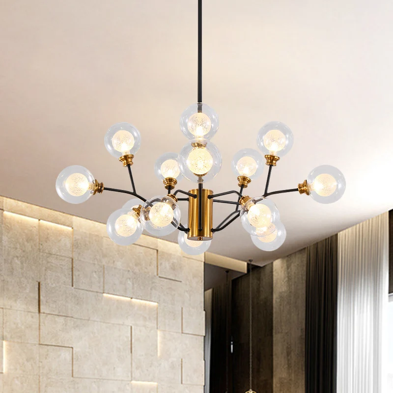 Modo eettafel hanglamp metalen hedendaagse kroonluchter goud en zwart Clearhalo