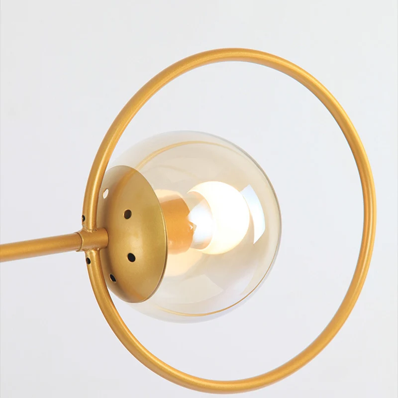 Modo hanglamp van helder glas met ring, 2 lampen, moderne kroonluchter goud voor slaapkamer Clearhalo