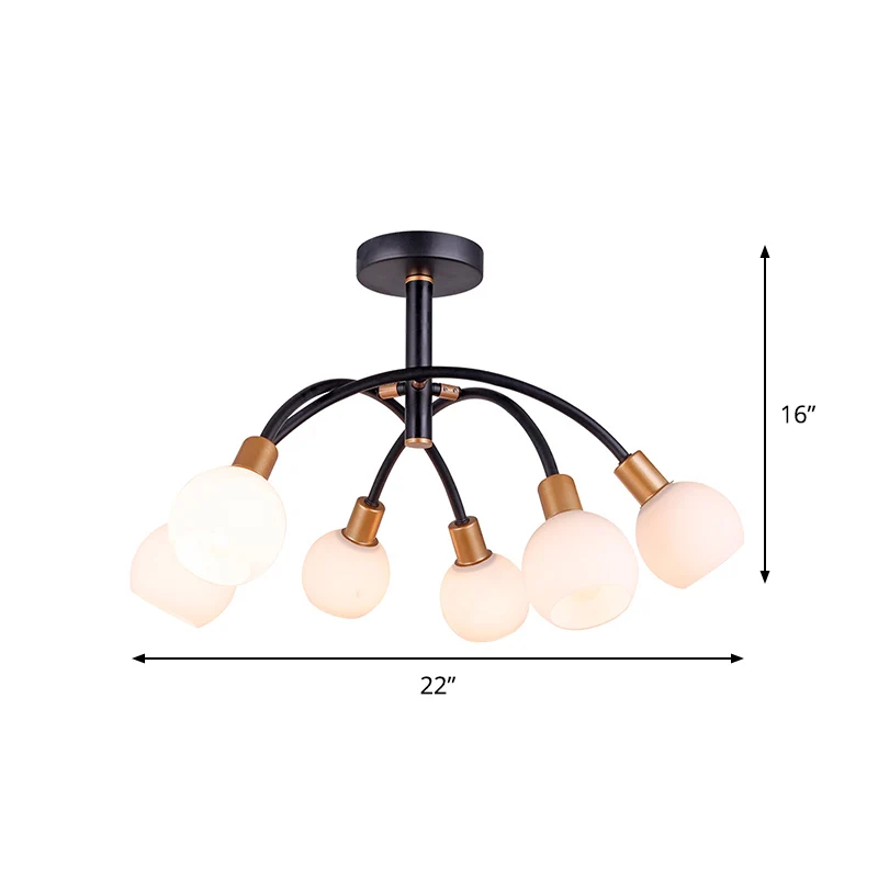 Modo opaalglas semi-inbouwverlichting minimalisme 4/6 lampen zwarte inbouwplafondlamp met gebogen arm Clearhalo