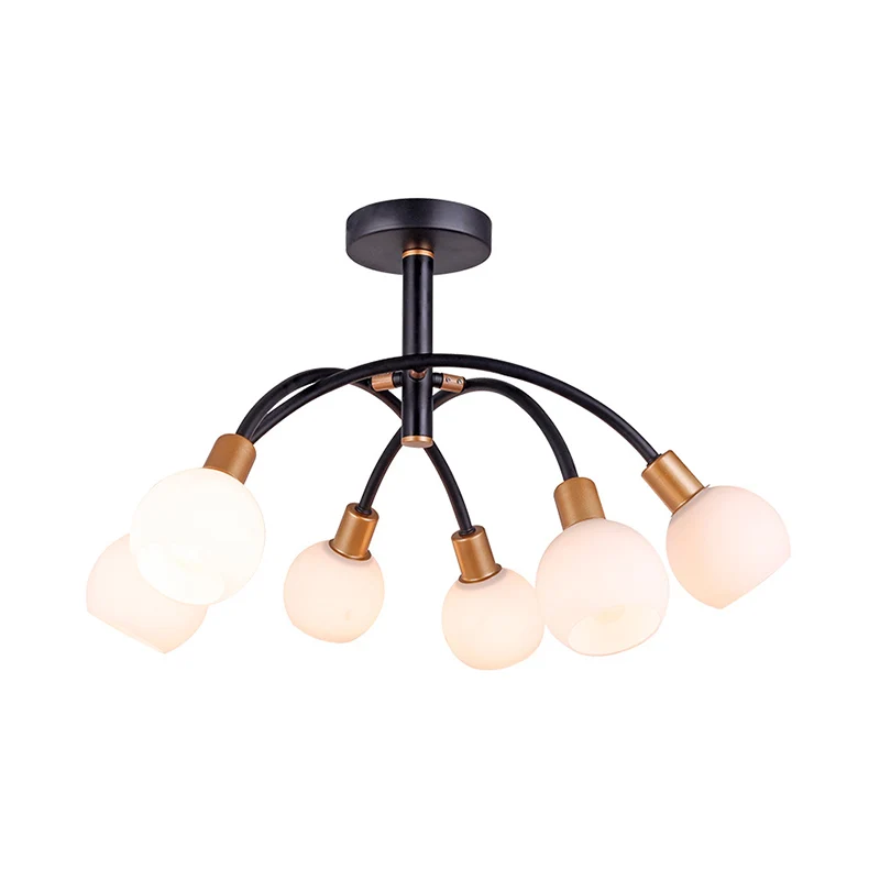 Modo opaalglas semi-inbouwverlichting minimalisme 4/6 lampen zwarte inbouwplafondlamp met gebogen arm Clearhalo