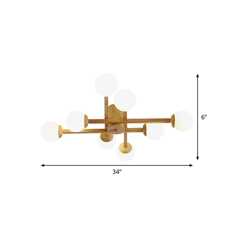 Modo woonkamer semi-inbouw opaalglas eenvoud dicht bij plafond kroonluchter hout Clearhalo