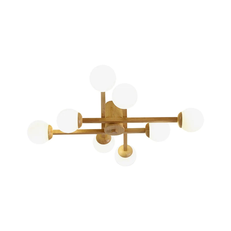 Modo woonkamer semi-inbouw opaalglas eenvoud dicht bij plafond kroonluchter hout Clearhalo
