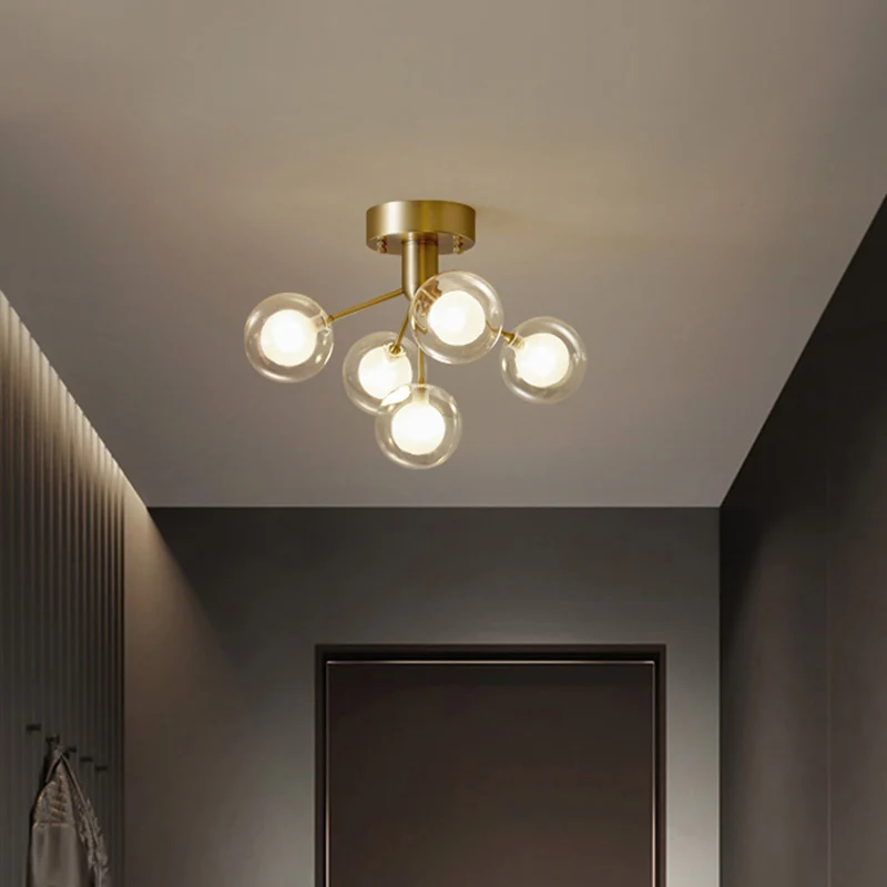 Moleculair semi-inbouwlicht modernistisch dubbel glas 5 lampen dichtbij plafondlamp voor gang Clearhalo
