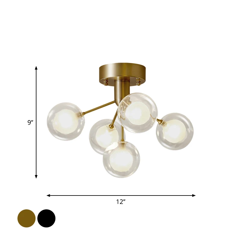 Moleculair semi-inbouwlicht modernistisch dubbel glas 5 lampen dichtbij plafondlamp voor gang Clearhalo