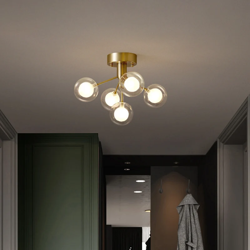 Moleculair semi-inbouwlicht modernistisch dubbel glas 5 lampen dichtbij plafondlamp voor gang Clearhalo