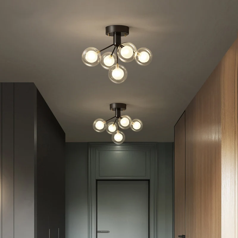 Moleculair semi-inbouwlicht modernistisch dubbel glas 5 lampen dichtbij plafondlamp voor gang Clearhalo
