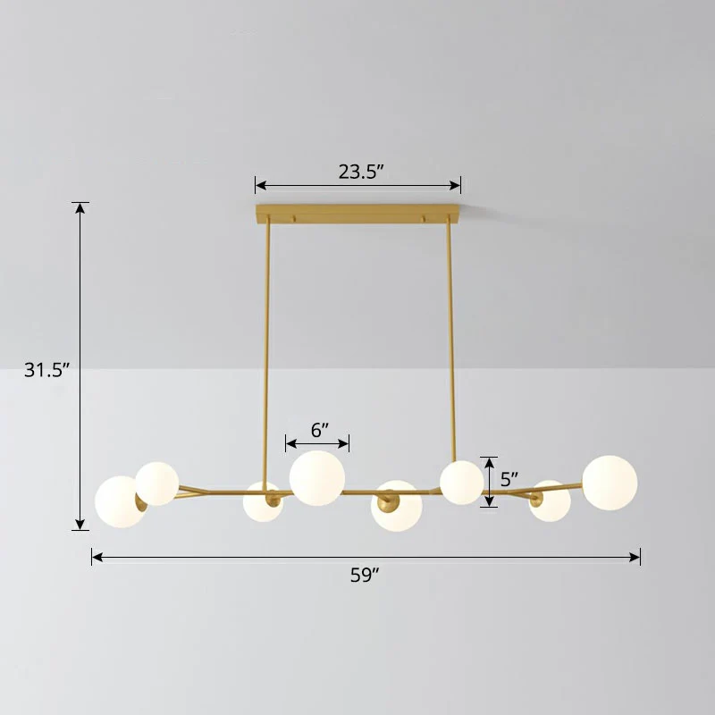 Moleculaire eilandplafondlamp Eenvoud Opaalglas Eetkamer Ophanglamp Clearhalo