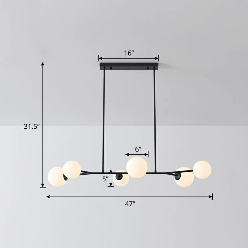Moleculaire eilandplafondlamp Eenvoud Opaalglas Eetkamer Ophanglamp Clearhalo